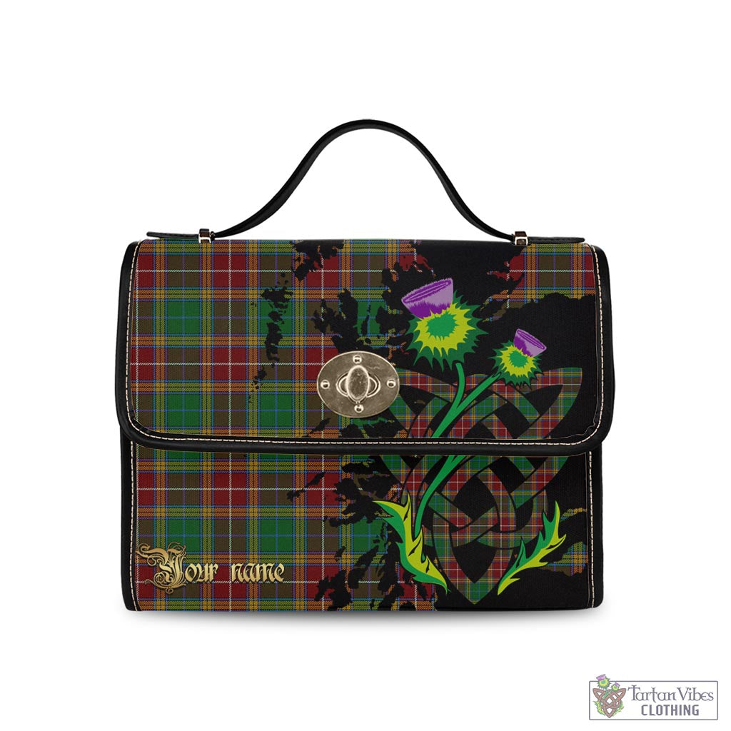 Tartan Vibes Clothing Baxter Tartan Waterproof Canvas Bag with Scotland Map and Thistle Celtic Accents