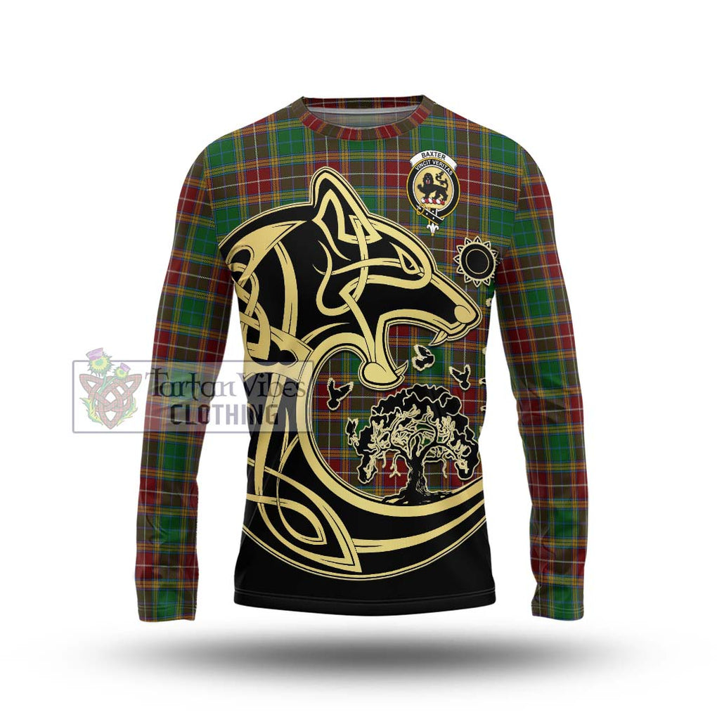 Baxter Tartan Long Sleeve T-Shirt with Family Crest Celtic Wolf Style Unisex - Tartan Vibes Clothing