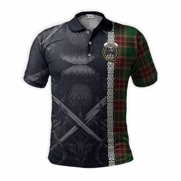 Baxter Tartan Polo Shirt with Family Crest Cross Sword Thistle Celtic Vibes