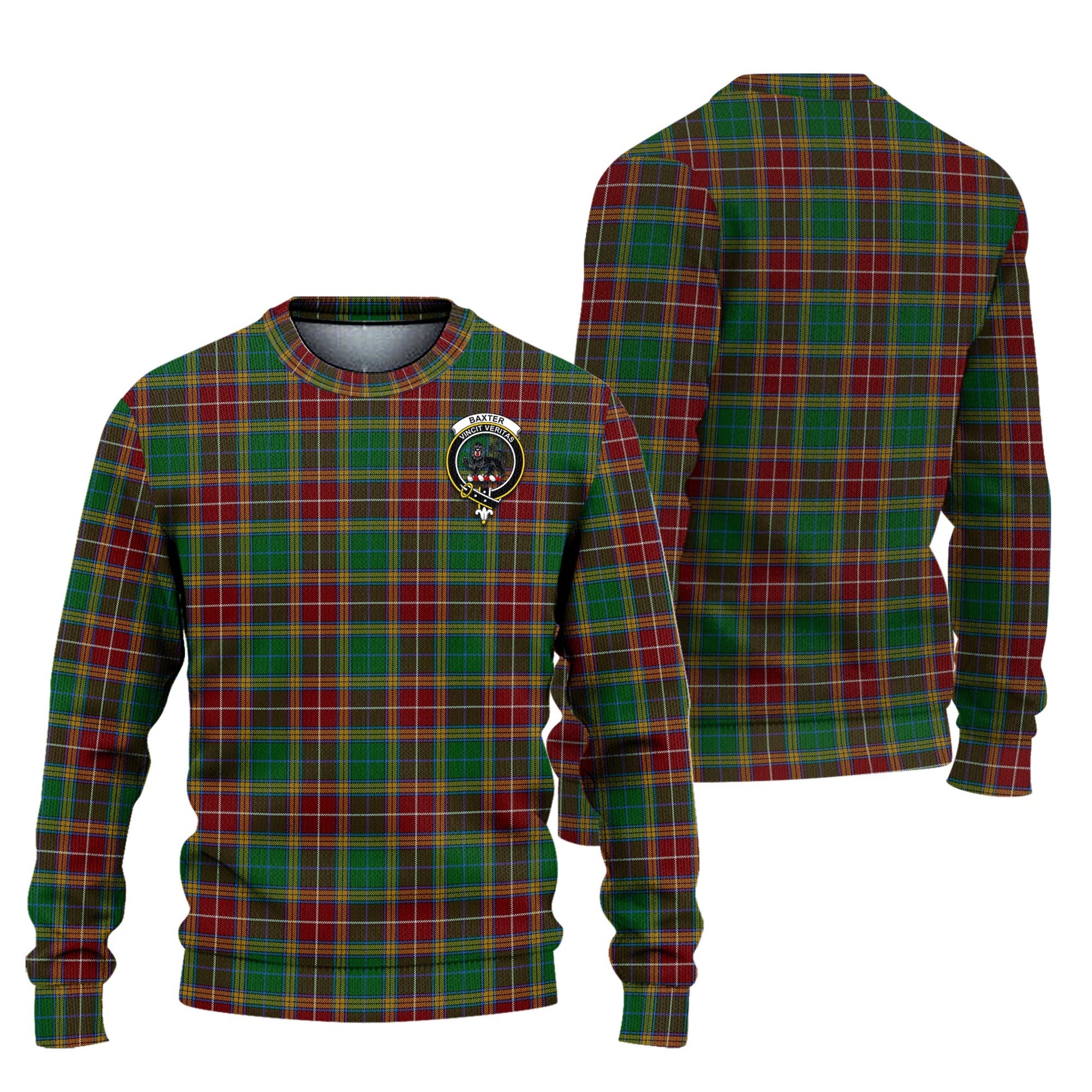 Baxter Tartan Knitted Sweater with Family Crest Unisex - Tartanvibesclothing