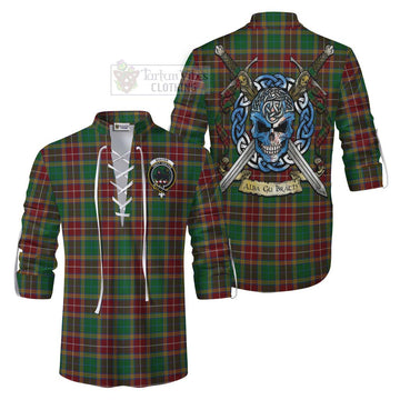 Baxter Tartan Ghillie Kilt Shirt with Family Crest Celtic Skull Style