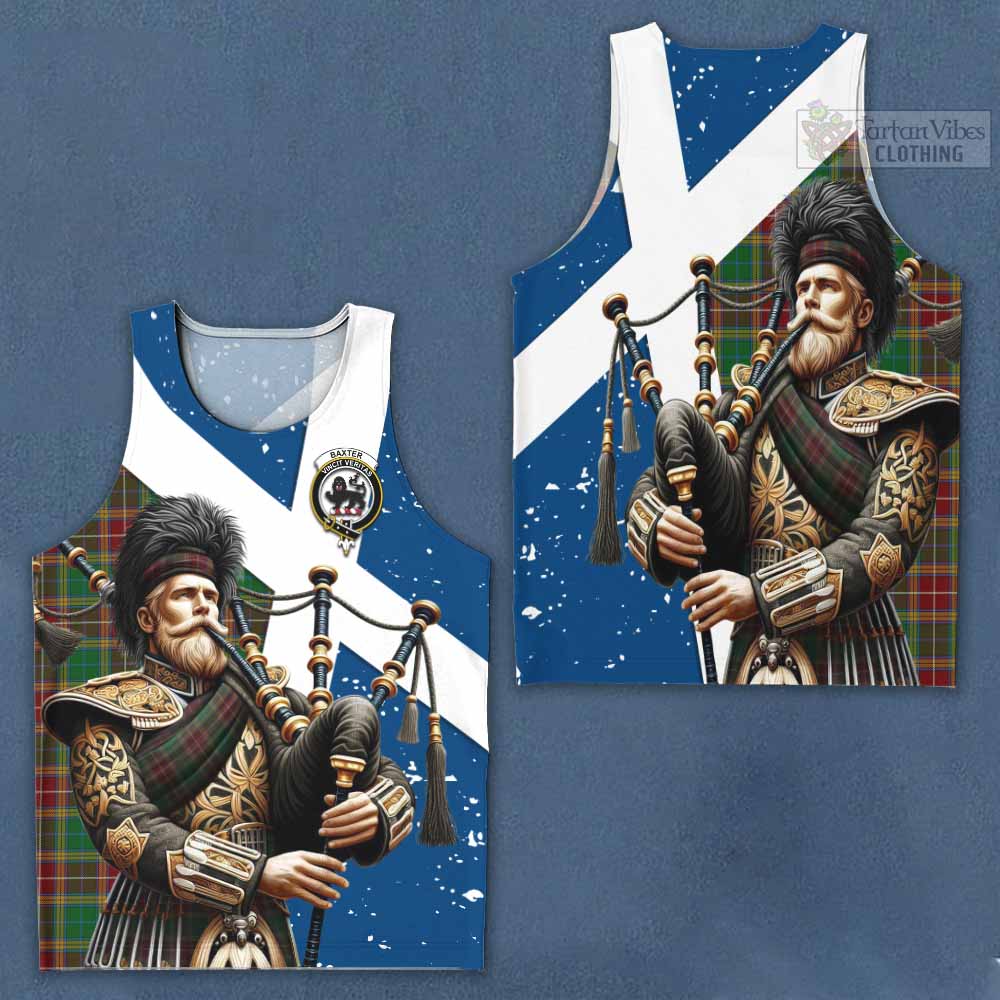 Baxter Tartan Men's Tank Top with Family Crest Scottish Bagpiper Vibes