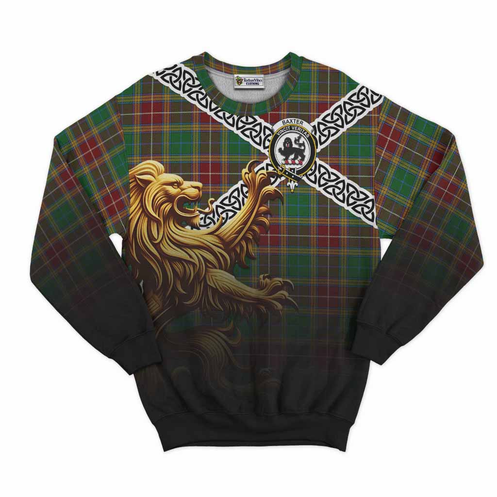 Baxter Crest Tartan Sweatshirt with Golden Lion Emblem Celtic Style Unisex - Tartan Vibes Clothing