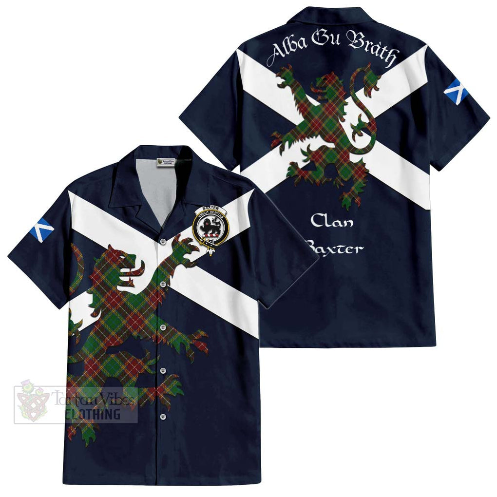 Tartan Vibes Clothing Baxter Tartan Lion Rampant Short Sleeve Button Shirt – Proudly Display Your Heritage with Alba Gu Brath and Clan Name