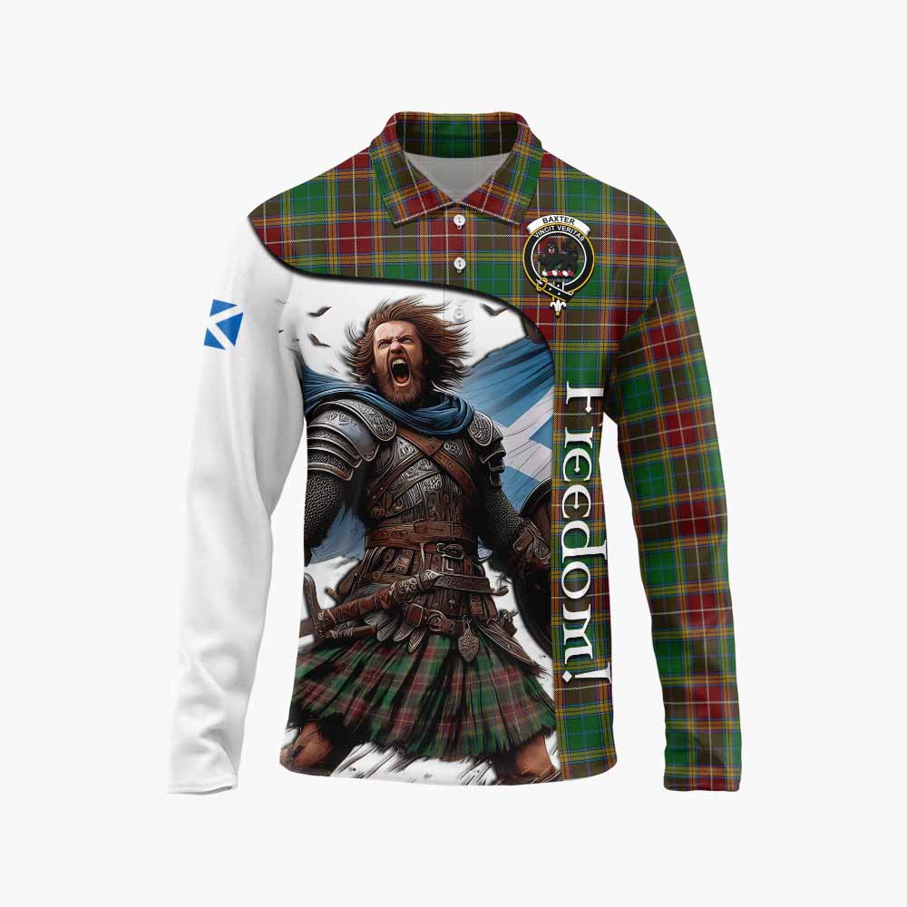 Tartan Vibes Clothing Baxter Crest Tartan Long Sleeve Polo Shirt Inspired by the Freedom of Scottish Warrior