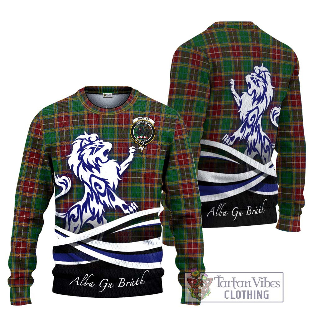 Baxter Tartan Knitted Sweater with Alba Gu Brath Regal Lion Emblem Unisex - Tartanvibesclothing Shop