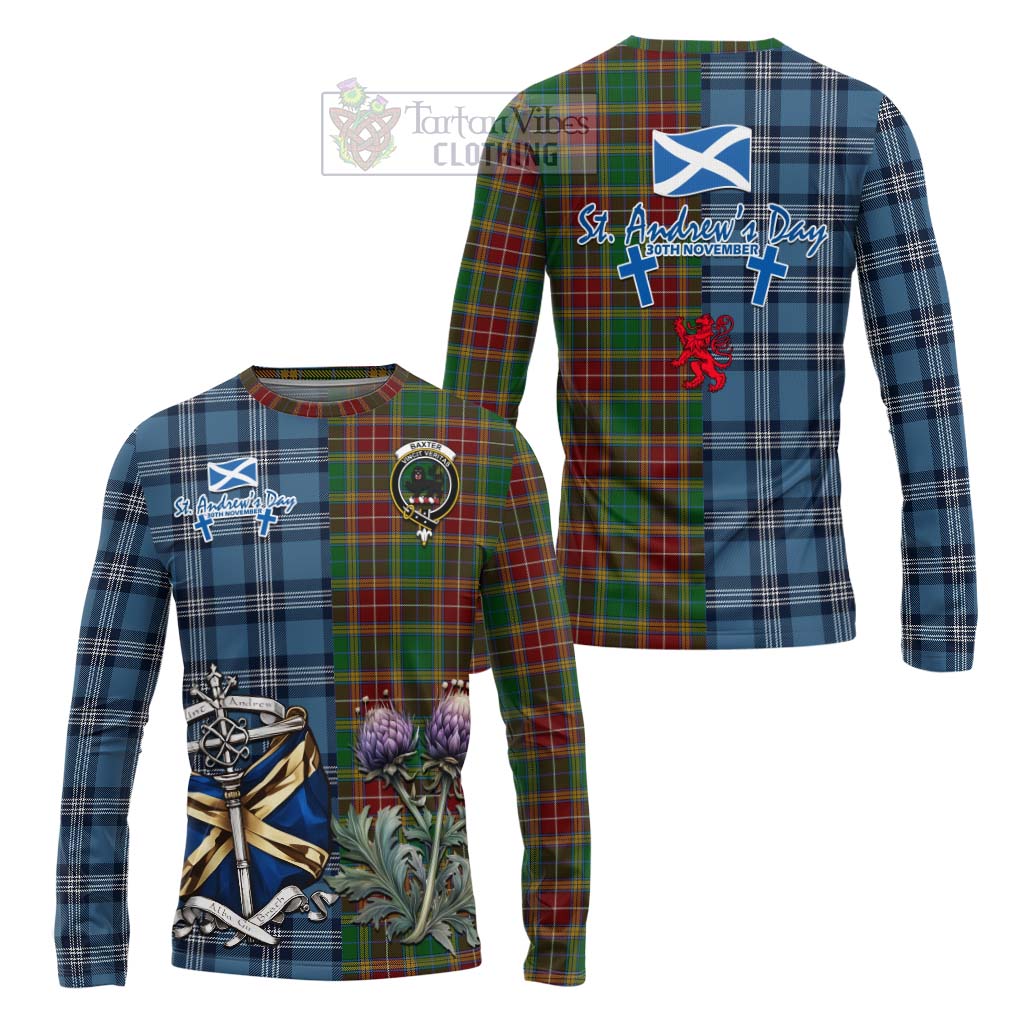 Tartan Vibes Clothing Baxter Tartan Long Sleeve T-Shirt Happy St. Andrew's Day Half Tartan Style