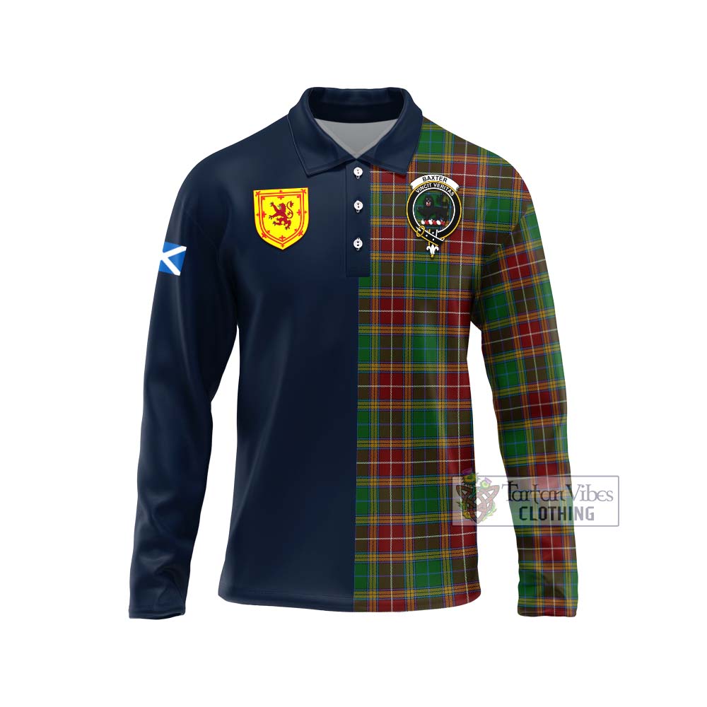 Tartan Vibes Clothing Baxter Tartan Long Sleeve Polo Shirt with Scottish Lion Royal Arm Half Style