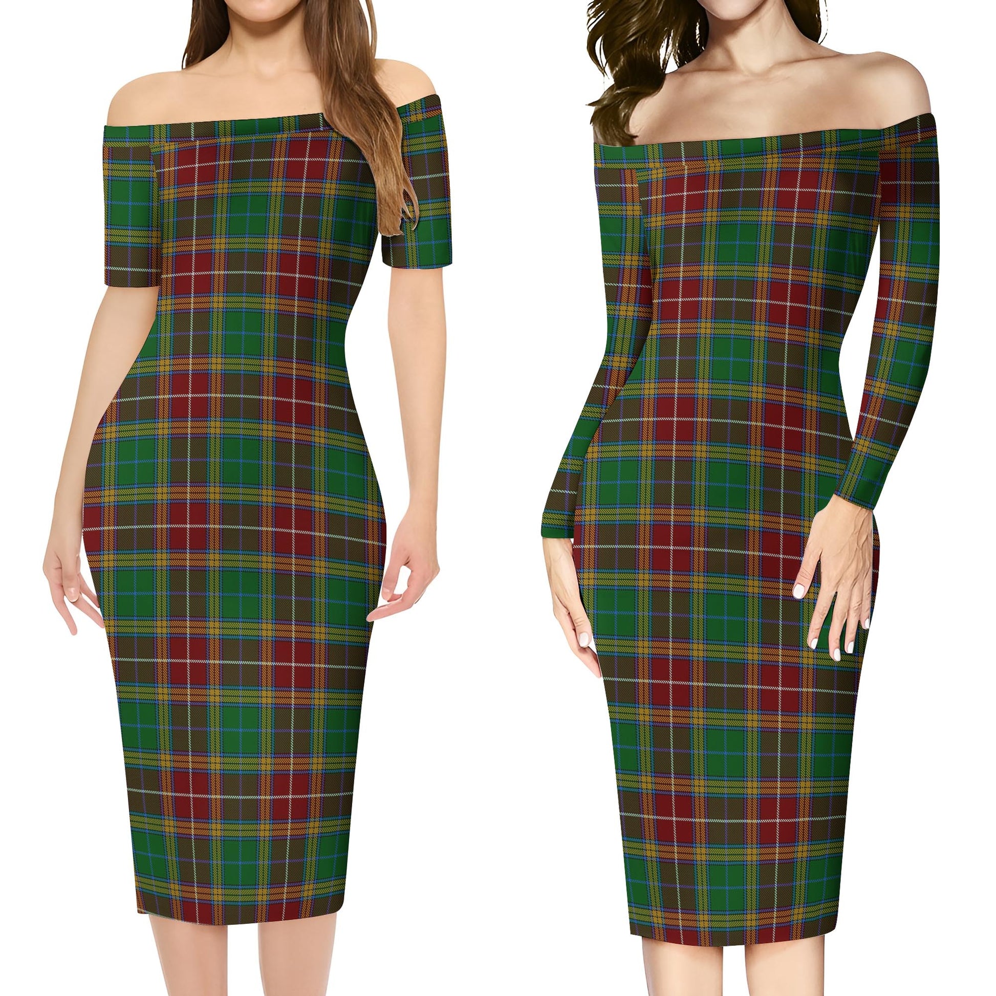 Baxter Tartan Off Shoulder Lady Dress Women's Dress - Tartanvibesclothing