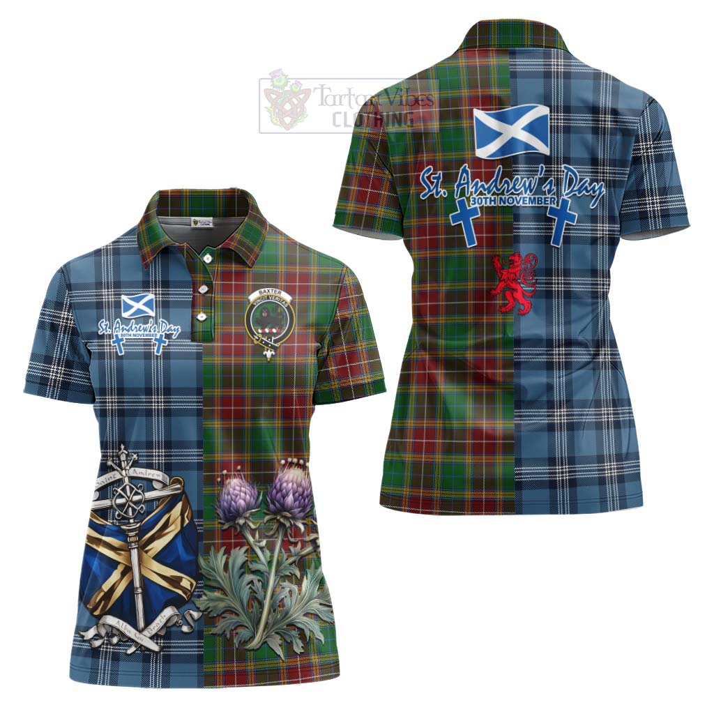 Tartan Vibes Clothing Baxter Tartan Women's Polo Shirt Happy St. Andrew's Day Half Tartan Style