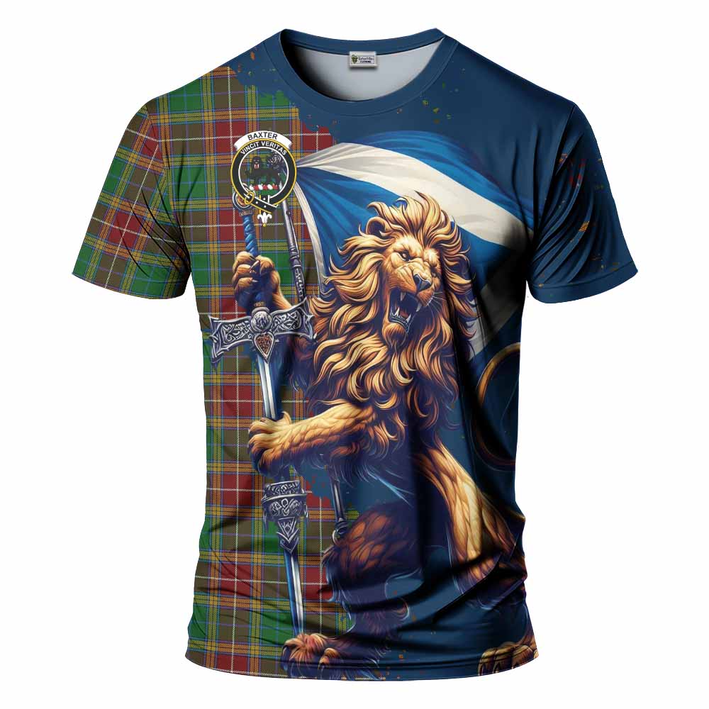 Tartan Vibes Clothing Baxter Tartan Family Crest T-Shirt with Scottish Majestic Lion