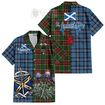 Baxter Tartan Short Sleeve Button Shirt Happy St. Andrew's Day Half Tartan Style