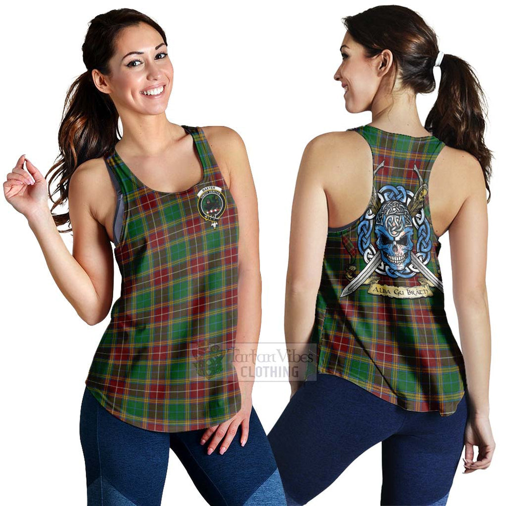 Tartan Vibes Clothing Baxter Tartan Women's Racerback Tanks with Family Crest Celtic Skull Style