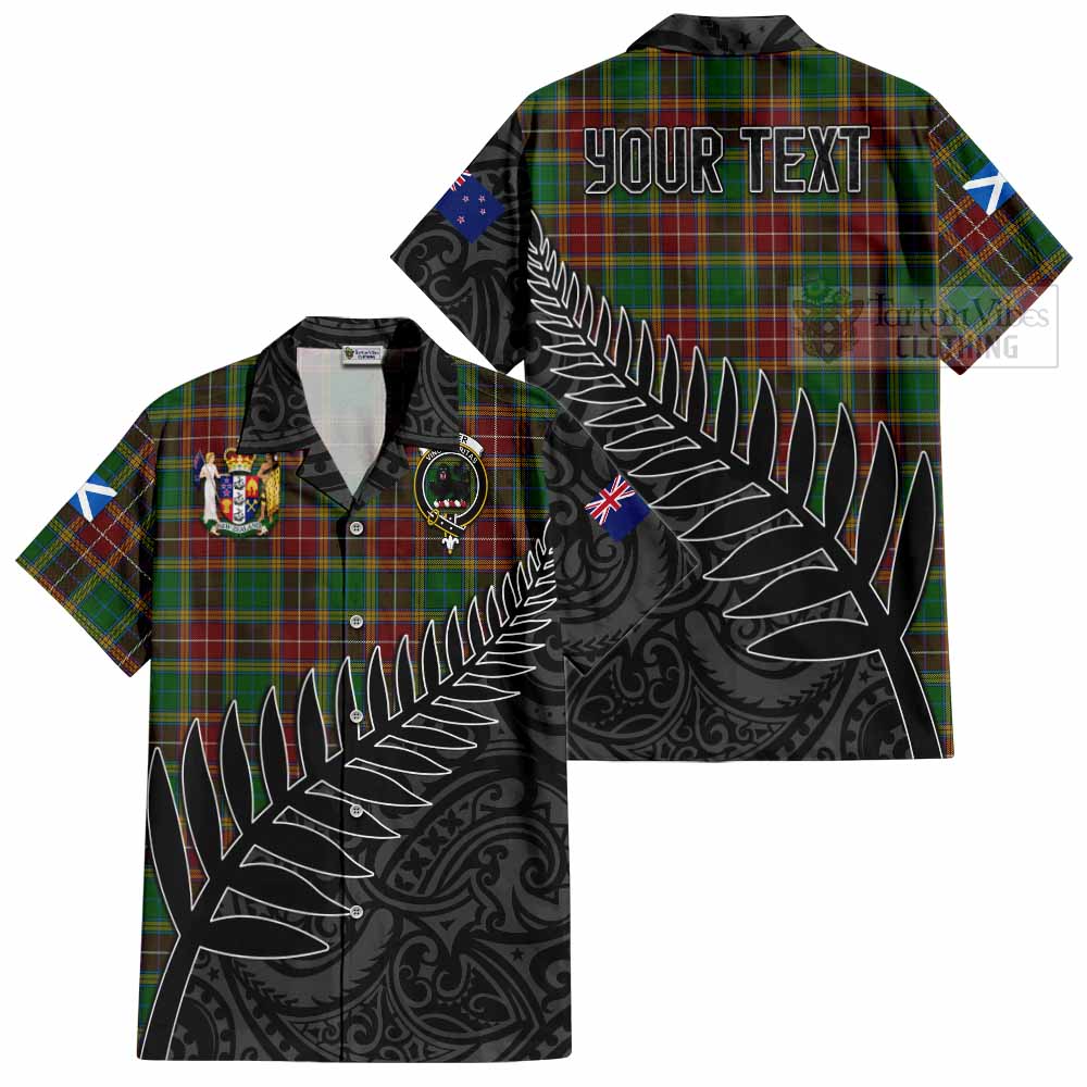 Tartan Vibes Clothing Baxter Crest Tartan Short Sleeve Button Shirt with New Zealand Silver Fern Half Style