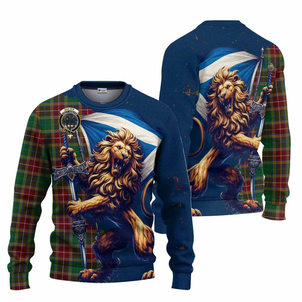 Tartan Vibes Clothing Baxter Tartan Family Crest Knitted Sweater with Scottish Majestic Lion