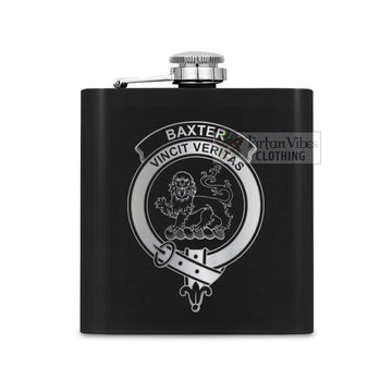 Baxter Crest Hip Flask Set 7oz Black Stainless Steel with A Gift Box One Size 7oz - 2D-tartanvibesclothing