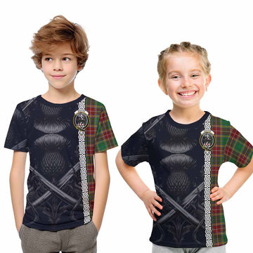 Baxter Tartan Kid T-Shirt with Family Crest Cross Sword Thistle Celtic Vibes