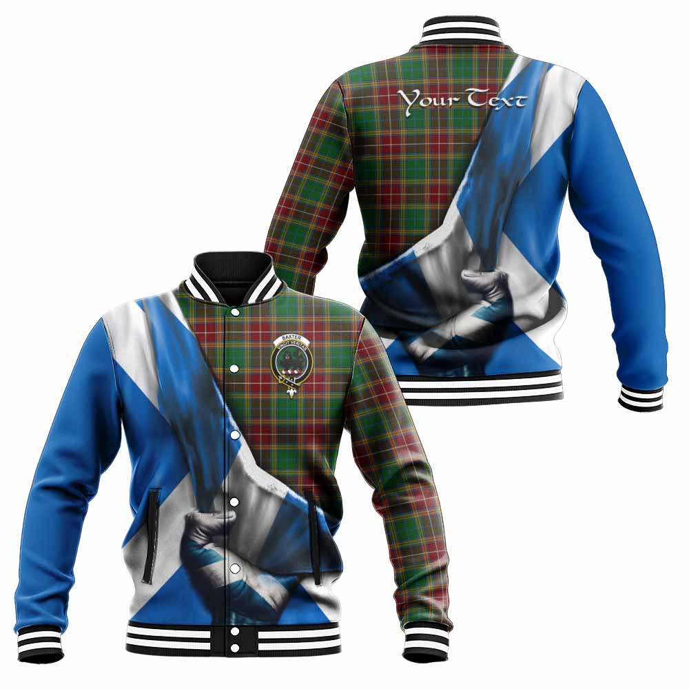 Tartan Vibes Clothing Baxter Tartan Baseball Jacket with Family Crest Scotland Patriotic Style