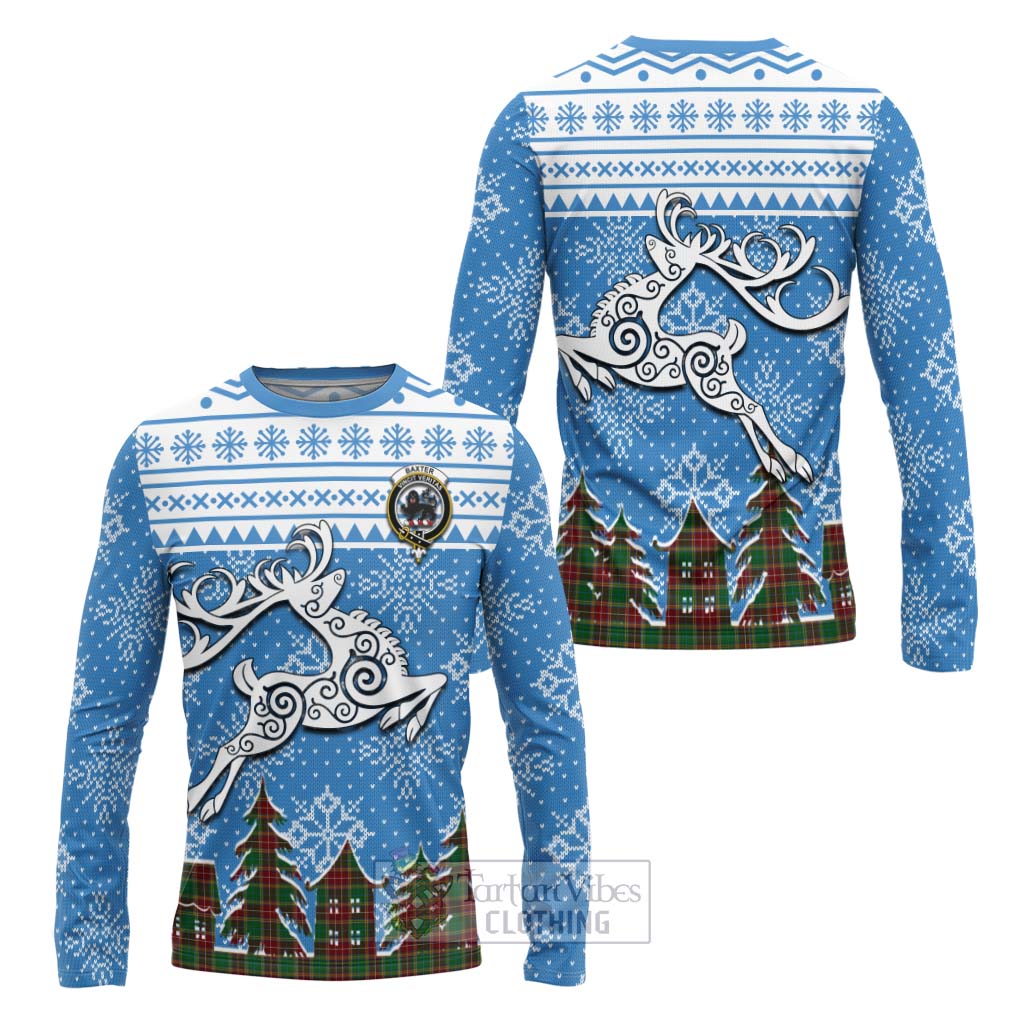 Tartan Vibes Clothing Baxter Clan Christmas Long Sleeve T-Shirt Celtic Reindeer Style