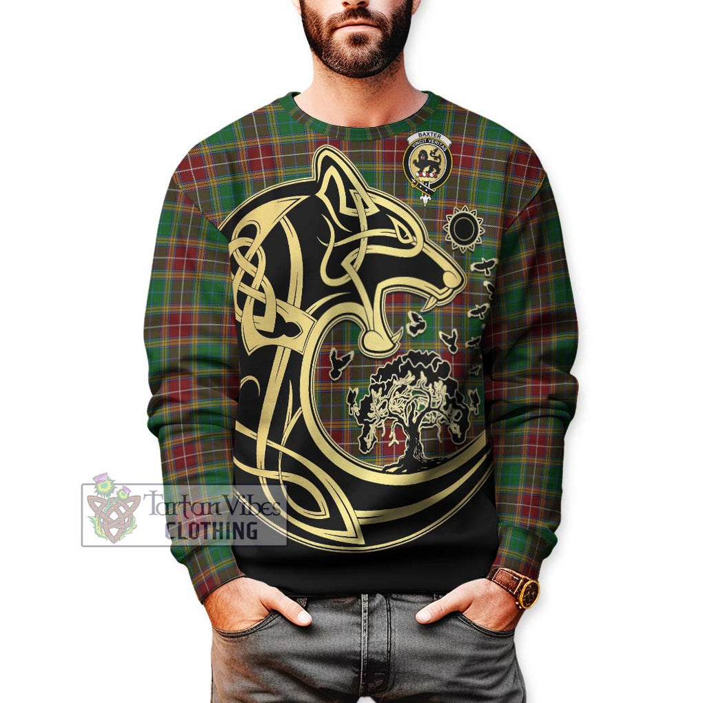 Baxter Tartan Sweatshirt with Family Crest Celtic Wolf Style Unisex - Tartan Vibes Clothing