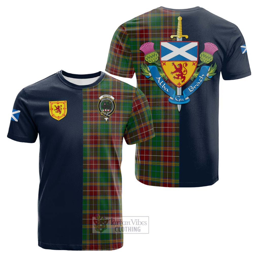 Tartan Vibes Clothing Baxter Tartan Cotton T-shirt with Scottish Lion Royal Arm Half Style