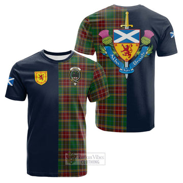 Baxter Tartan Cotton T-shirt Alba with Scottish Lion Royal Arm Half Style