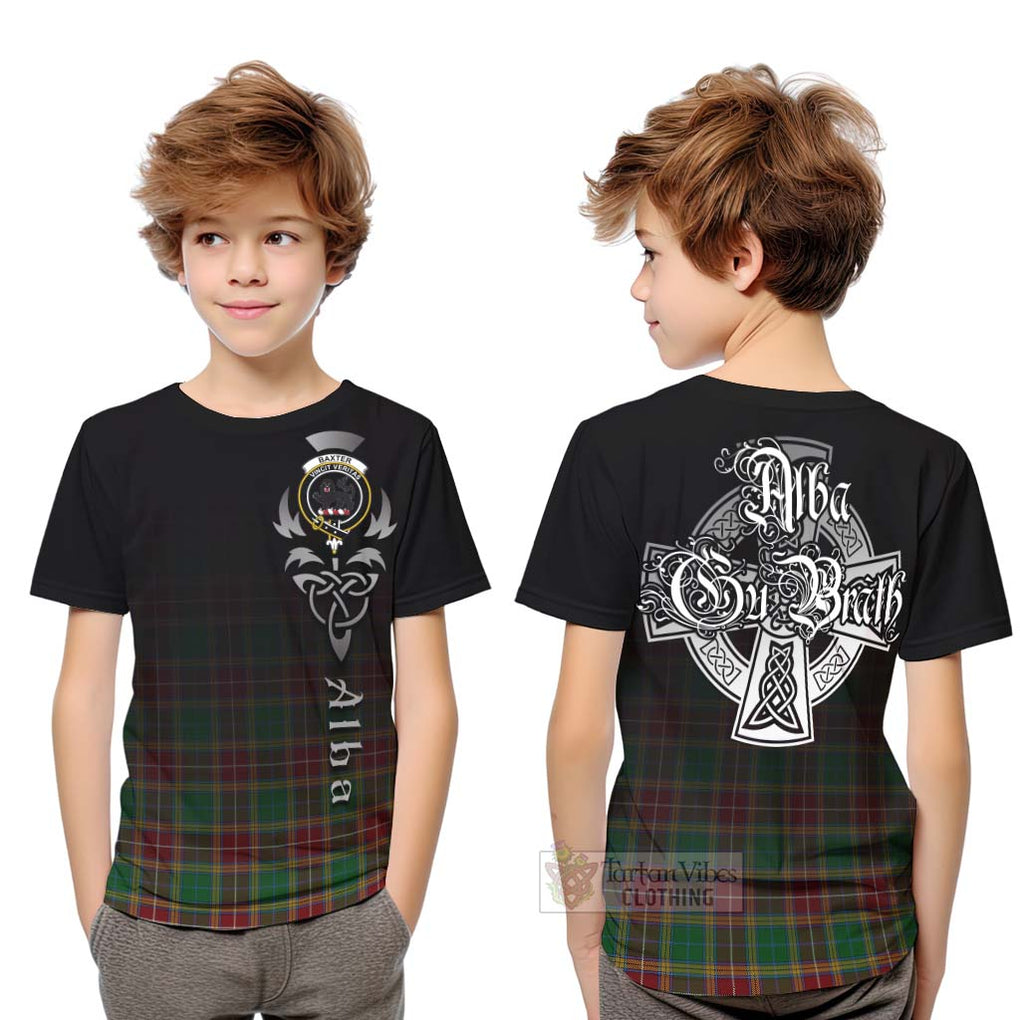 Tartan Vibes Clothing Baxter Tartan Kid T-Shirt Featuring Alba Gu Brath Family Crest Celtic Inspired