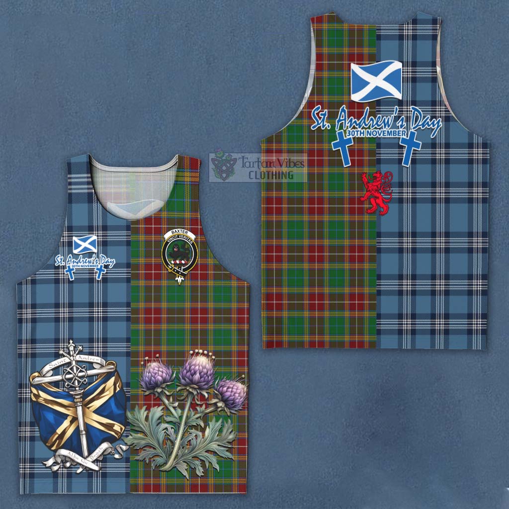 Tartan Vibes Clothing Baxter Tartan Men's Tank Top Happy St. Andrew's Day Half Tartan Style