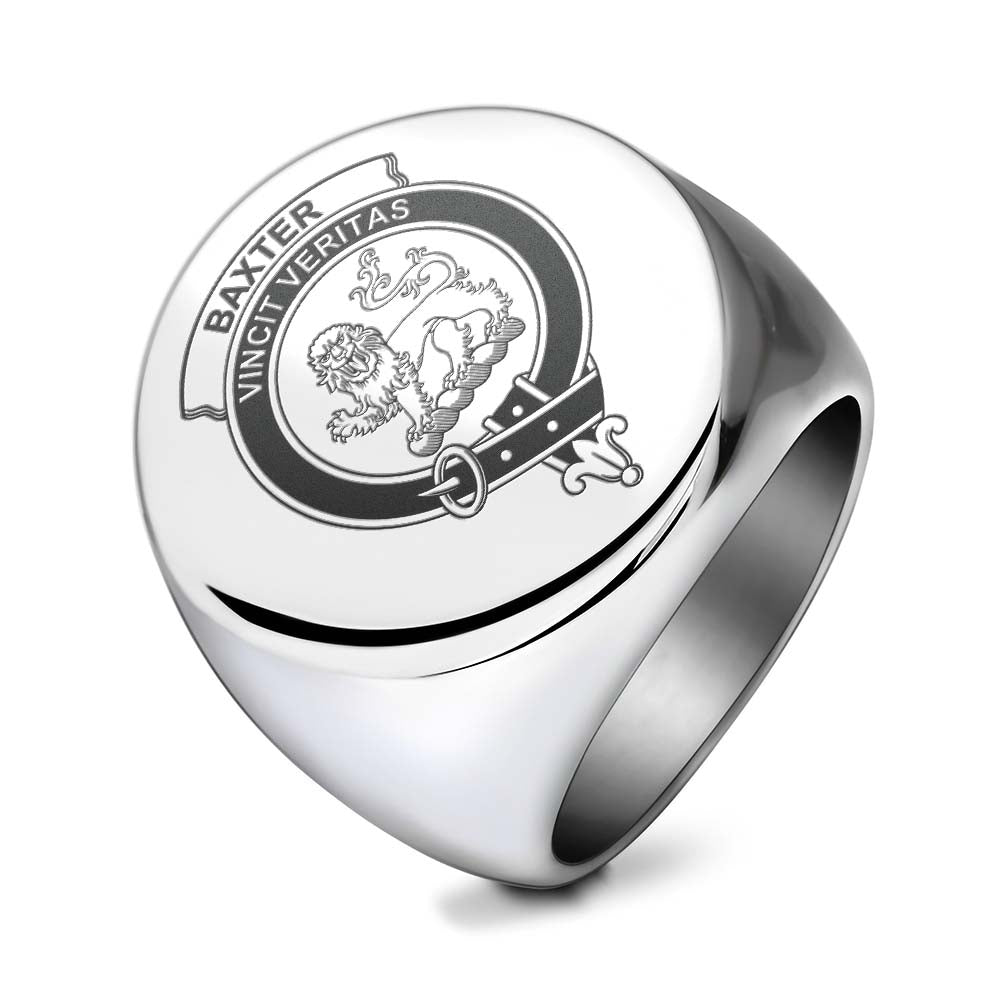 Tartan Vibes Clothing Baxter Clan Crest Engraved Ring