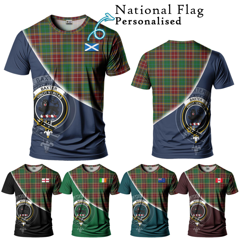 Baxter Tartan T-Shirt with Personalised National Flag and Family Crest Half Style Kid's Shirt - Tartanvibesclothing Shop