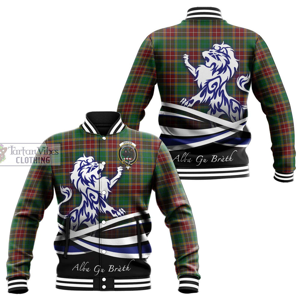 Baxter Tartan Baseball Jacket with Alba Gu Brath Regal Lion Emblem Unisex - Tartanvibesclothing Shop