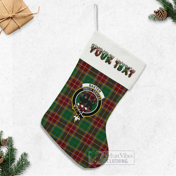 Baxter Tartan Family Crest Christmas Stocking with Personalized Text