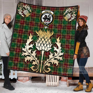 Baxter Tartan Quilt with Family Crest and Golden Thistle Style