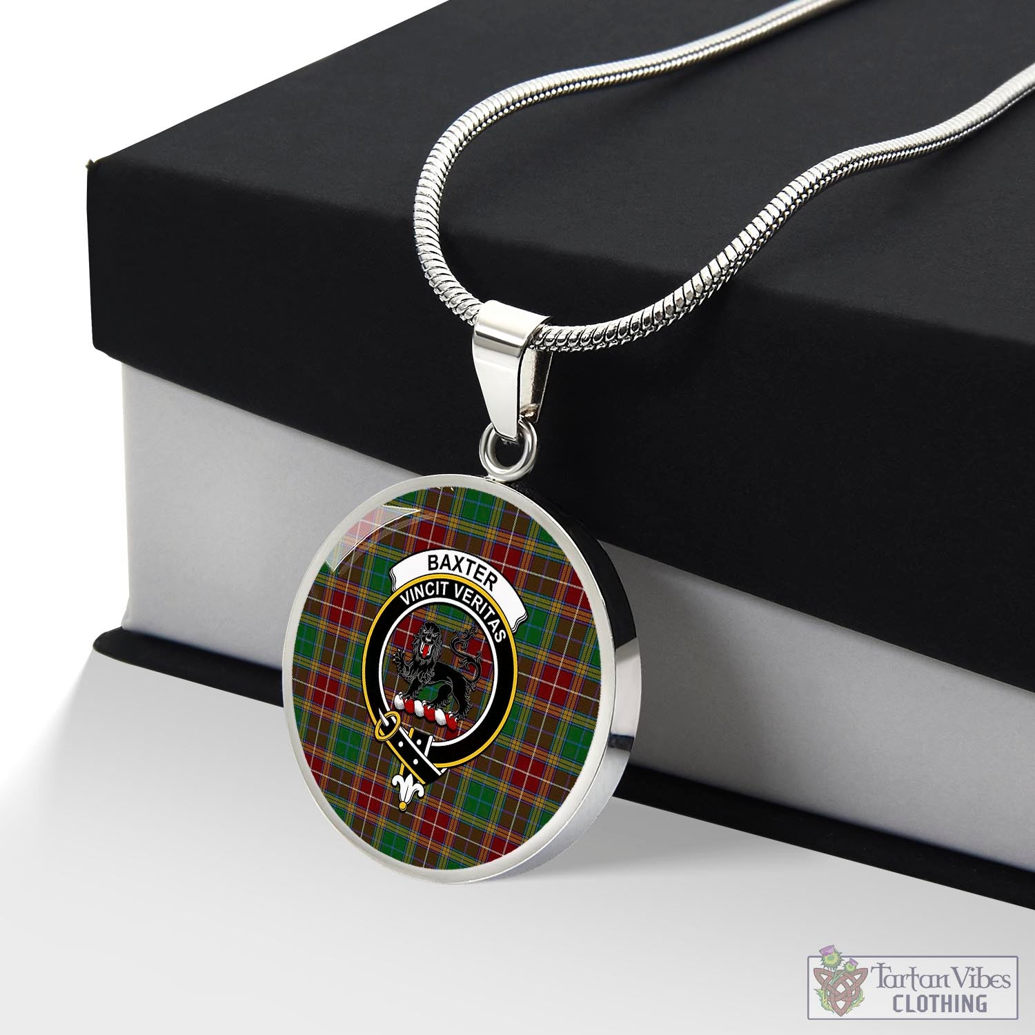 Tartan Vibes Clothing Baxter Tartan Circle Necklace with Family Crest