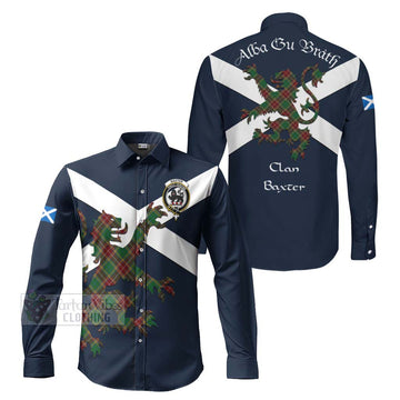 Baxter Tartan Lion Rampant Long Sleeve Button Shirt Proudly Display Your Heritage with Alba Gu Brath and Clan Name