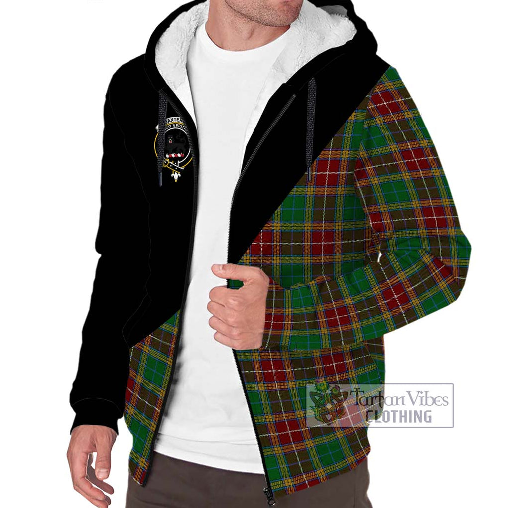 Baxter Tartan Sherpa Hoodie with Family Crest and Military Logo Style Unisex S - Tartanvibesclothing Shop