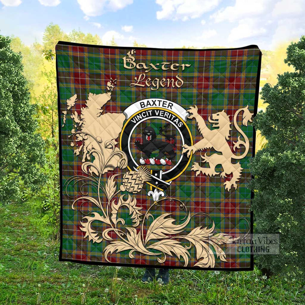 Baxter Tartan Quilt with Family Crest and Scottish Symbol Style Super King Quilt 91" x 110" - Tartan Vibes Clothing