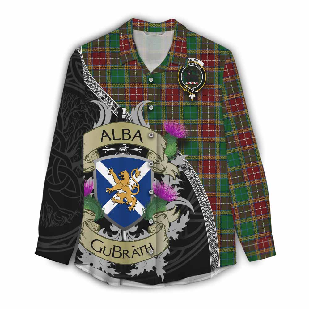 Baxter Tartan Family Crest Women's Casual Shirt Lion Rampant Royal Thistle Shield Celtic Inspired Female - Tartan Vibes Clothing