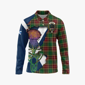 Baxter Tartan Family Crest Long Sleeve Polo Shirt Scottish Thistle Celtic Inspired Unisex - Tartan Vibes Clothing