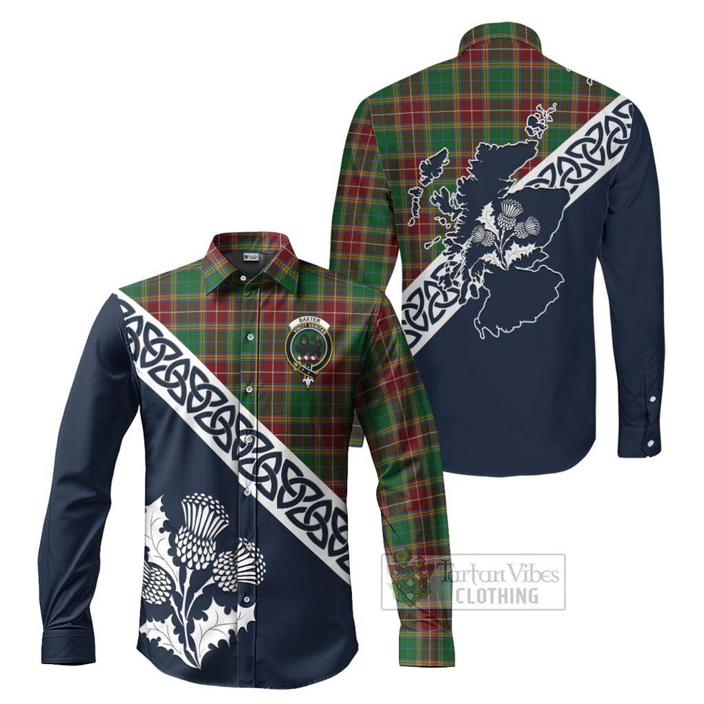 Baxter Tartan Long Sleeve Button Shirt Featuring Thistle and Scotland Map Men's Shirt S - Tartan Vibes Clothing