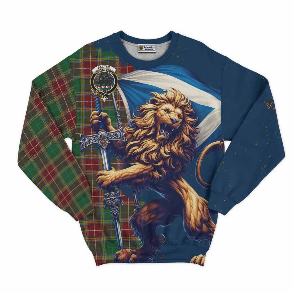 Tartan Vibes Clothing Baxter Tartan Family Crest Sweatshirt with Scottish Majestic Lion