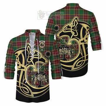 Baxter Tartan Ghillie Kilt Shirt with Family Crest Celtic Wolf Style