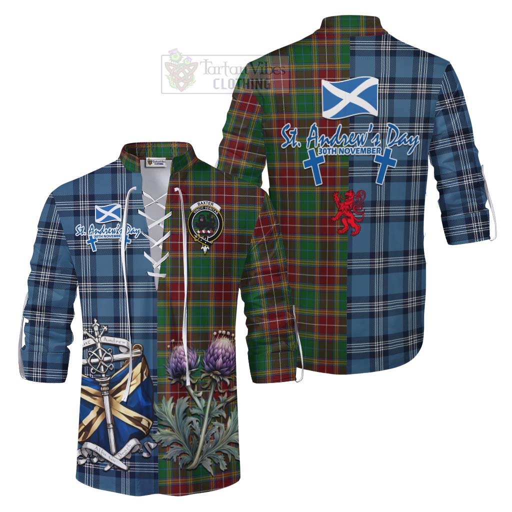 Tartan Vibes Clothing Baxter Tartan Ghillie Kilt Shirt Happy St. Andrew's Day Half Tartan Style