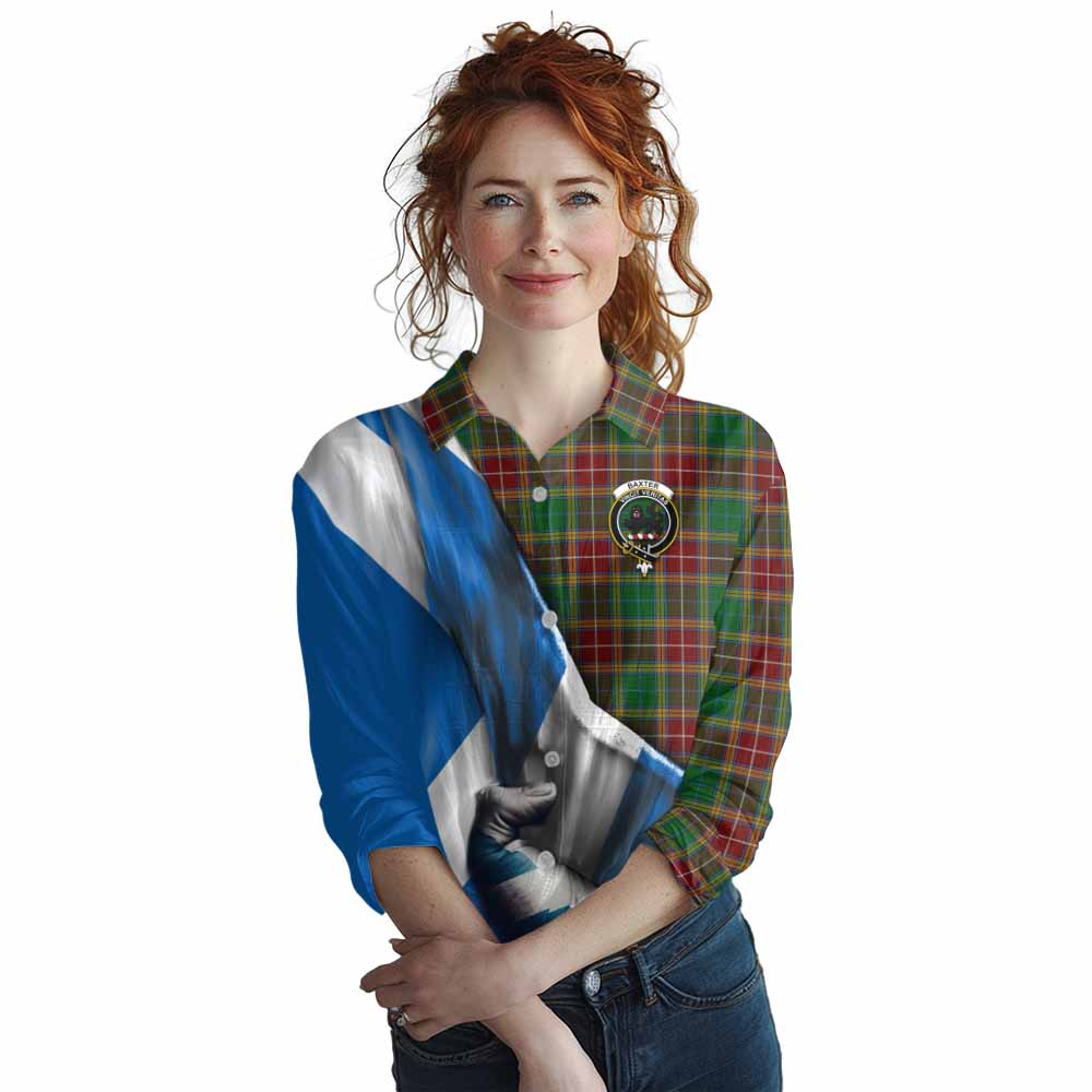 Tartan Vibes Clothing Baxter Tartan Women's Casual Shirt with Family Crest Scotland Patriotic Style