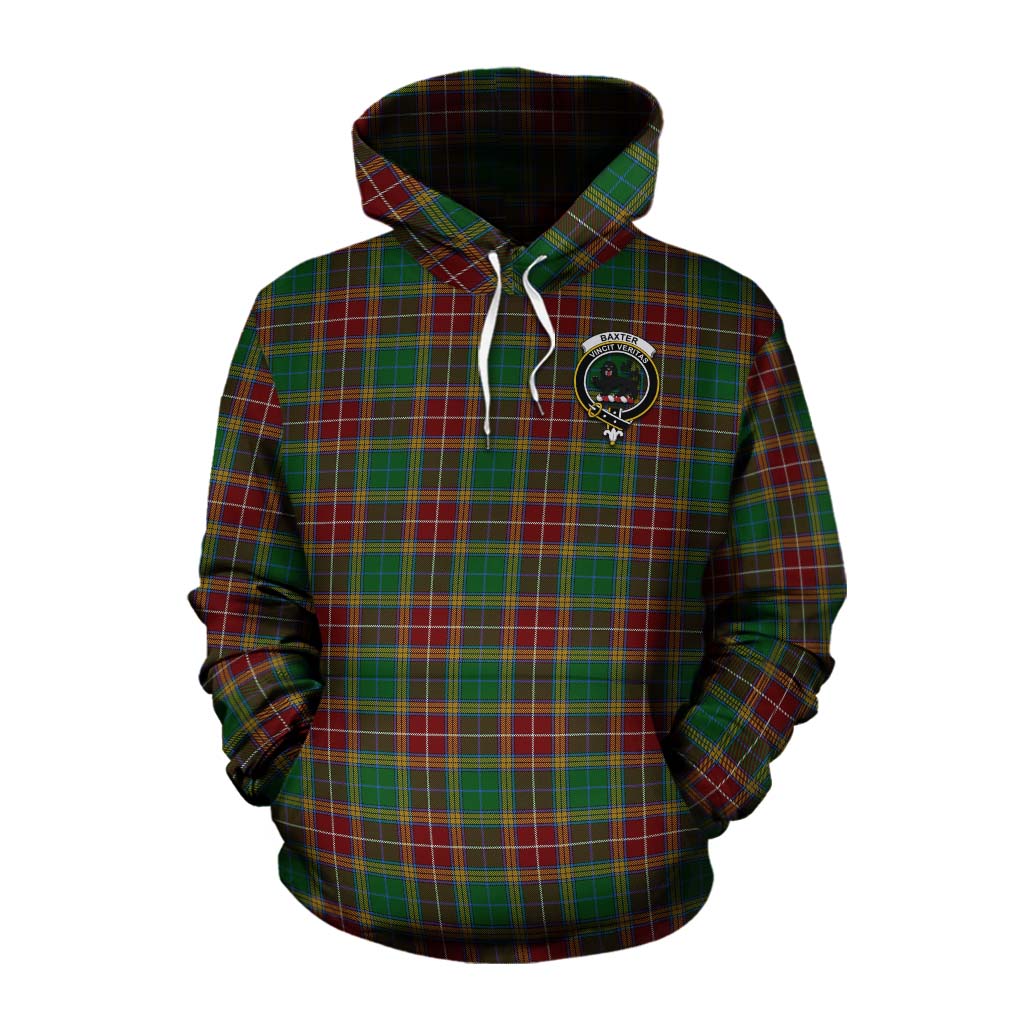 Tartan Vibes Clothing Baxter Tartan Cotton Hoodie with Family Crest Celtic Skull Style