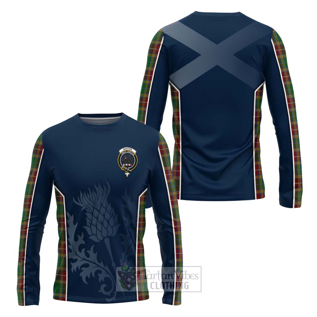 Tartan Vibes Clothing Baxter Tartan Long Sleeve T-Shirt with Family Crest and Scottish Thistle Vibes Sport Style