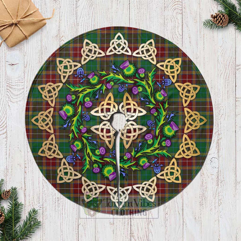 Tartan Vibes Clothing Baxter Tartan Christmas Tree Skirt with Thistle Celtic Knot Style