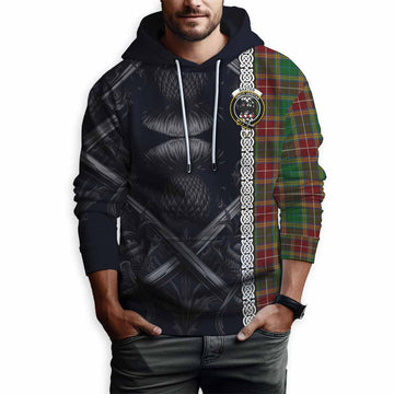 Baxter Tartan Hoodie with Family Crest Cross Sword Thistle Celtic Vibes