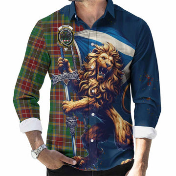 Baxter Tartan Family Crest Long Sleeve Button Shirt with Scottish Majestic Lion