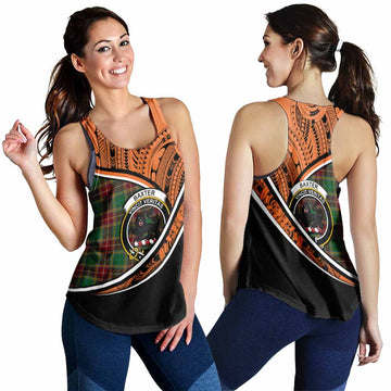 Baxter Crest Tartan Women's Racerback Tanks with Polynesian Vibes Style - Orange Version